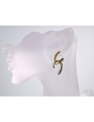 Kolczyki ZŁOTO - SREBRNY ZAWIJAS  STAL...