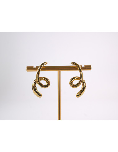 Kolczyki ZŁOTE ASYMETRYCZNE ZAWIJASY  STAL...