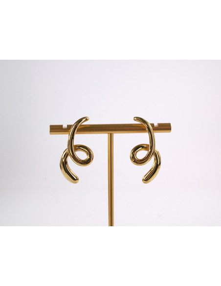 Kolczyki ZŁOTE ASYMETRYCZNE ZAWIJASY  STAL CHIRURGICZNA  LOLITA AKCESORIA