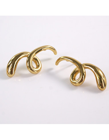 Kolczyki ZŁOTE ASYMETRYCZNE ZAWIJASY  STAL...