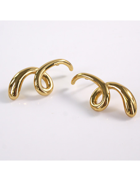 Kolczyki ZŁOTE ASYMETRYCZNE ZAWIJASY  STAL CHIRURGICZNA  LOLITA AKCESORIA