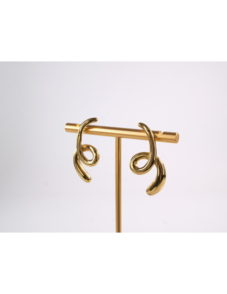 Kolczyki ZŁOTE ASYMETRYCZNE ZAWIJASY  STAL CHIRURGICZNA  LOLITA AKCESORIA