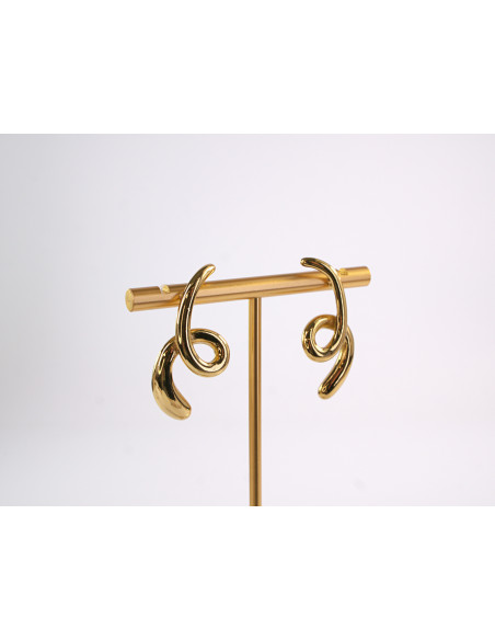 Kolczyki ZŁOTE ASYMETRYCZNE ZAWIJASY  STAL CHIRURGICZNA  LOLITA AKCESORIA