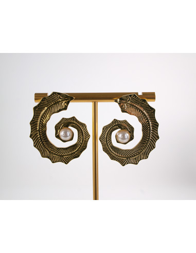 Kolczyki ZŁOTE ASYMETRYCZNE WĘŻE  STAL...