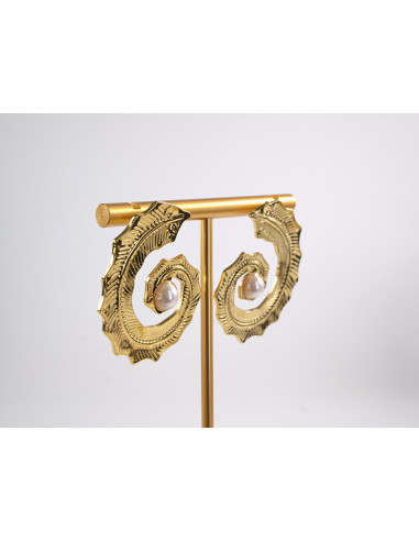 Kolczyki ZŁOTE ASYMETRYCZNE WĘŻE  STAL...