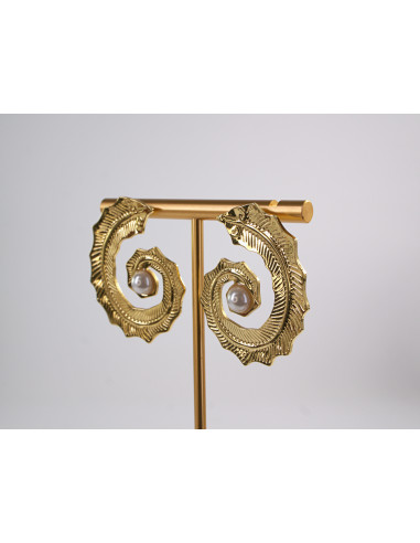 Kolczyki ZŁOTE ASYMETRYCZNE WĘŻE  STAL...