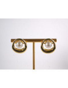 Kolczyki ZŁOTE NIEREGULARNE  Z PERŁĄ  STAL CHIRURGICZNA...