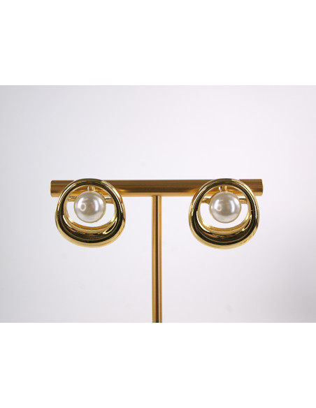 Kolczyki ZŁOTE NIEREGULARNE  Z PERŁĄ  STAL CHIRURGICZNA  LOLITA AKCESORIA