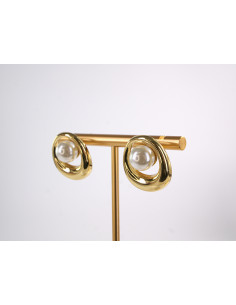 Kolczyki ZŁOTE NIEREGULARNE  Z PERŁĄ  STAL CHIRURGICZNA... 2