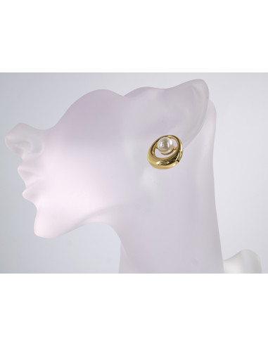 Kolczyki ZŁOTE NIEREGULARNE  Z PERŁĄ  STAL...