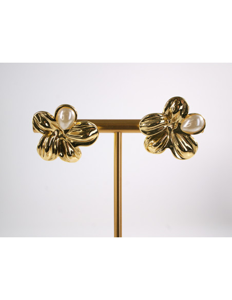 Kolczyki ZŁOTE KWIATY KWIATKI STAL CHIRURGICZNA  LOLITA AKCESORIA