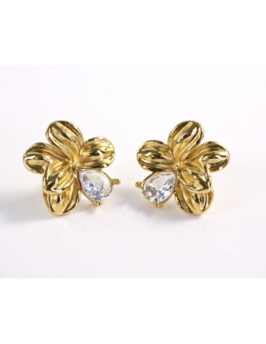 Kolczyki ZŁOTE KWIATY KWIATKI STAL CHIRURGICZNA...