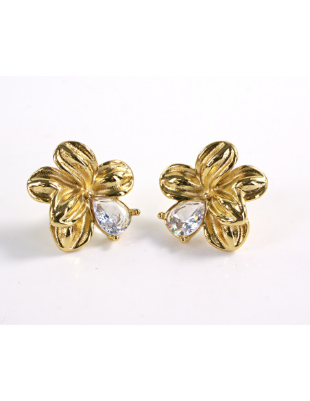 Kolczyki ZŁOTE KWIATY KWIATKI STAL CHIRURGICZNA  LOLITA AKCESORIA
