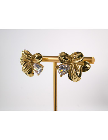 Kolczyki ZŁOTE KWIATY KWIATKI STAL CHIRURGICZNA...