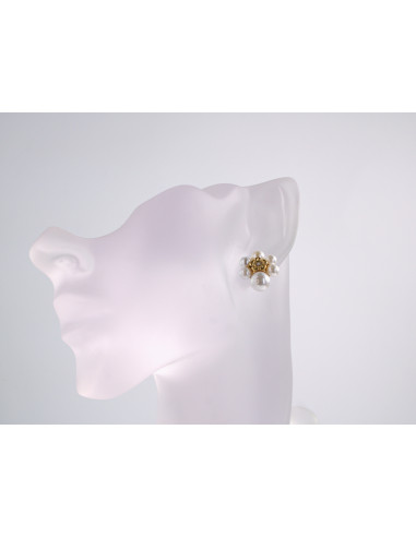 Kolczyki PEREŁKOWE KWIATY KWIATKI STAL...