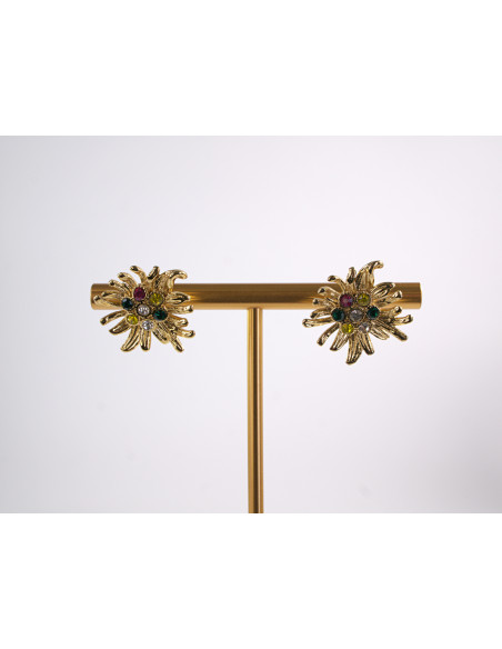 Kolczyki ZŁOTE KWIATY KWIATKI STAL CHIRURGICZNA  LOLITA AKCESORIA