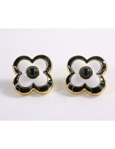 Kolczyki BIAŁO - CZARNE KWIATY KWIATKI STAL CHIRURGICZNA...