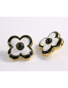 Kolczyki BIAŁO - CZARNE KWIATY KWIATKI STAL CHIRURGICZNA... 2