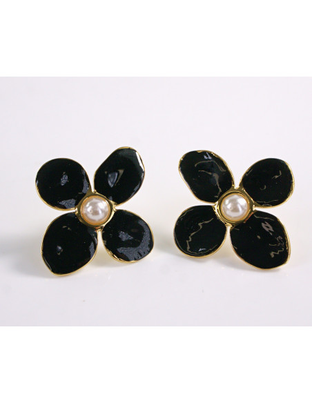 Kolczyki CZARNE KWIATY  KWIATKI STAL CHIRURGICZNA  LOLITA AKCESORIA