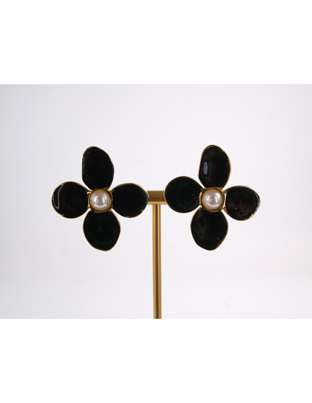 Kolczyki CZARNE KWIATY  KWIATKI STAL CHIRURGICZNA  LOLITA AKCESORIA