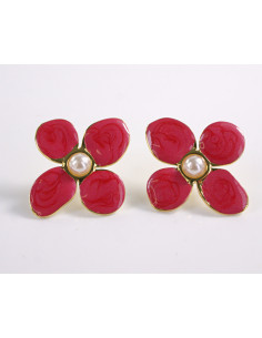Kolczyki CZERWONY KWIATY  KWIATKI STAL CHIRURGICZNA...