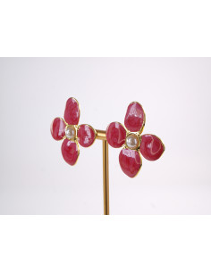 Kolczyki CZERWONY KWIATY  KWIATKI STAL CHIRURGICZNA... 2