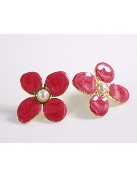Kolczyki CZERWONY KWIATY  KWIATKI STAL CHIRURGICZNA  LOLITA AKCESORIA