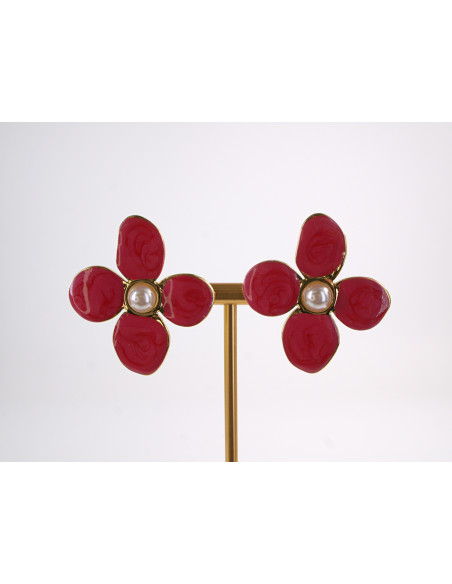Kolczyki CZERWONY KWIATY  KWIATKI STAL CHIRURGICZNA  LOLITA AKCESORIA