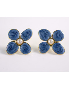Kolczyki NIEBIESKIE KWIATY  KWIATKI STAL CHIRURGICZNA...