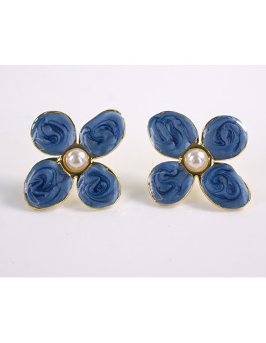 Kolczyki NIEBIESKIE KWIATY  KWIATKI STAL...