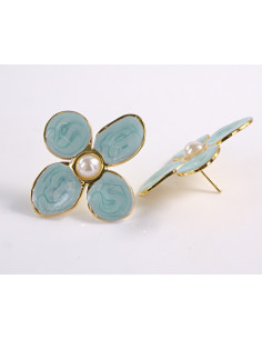 Kolczyki TURKUSOWE KWIATY  KWIATKI STAL CHIRURGICZNA... 2