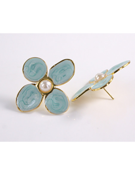 Kolczyki TURKUSOWE KWIATY  KWIATKI STAL CHIRURGICZNA  LOLITA AKCESORIA