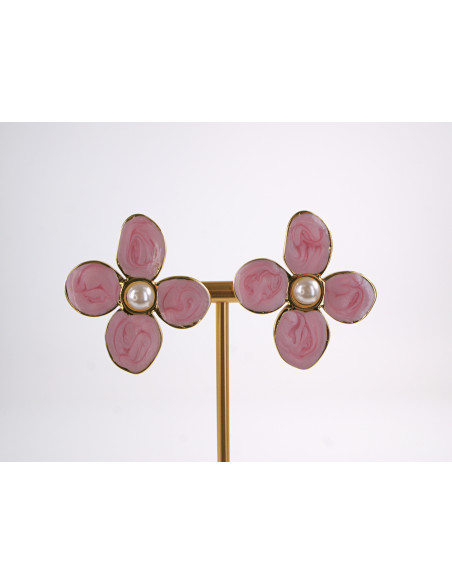 Kolczyki RÓŻOWE KWIATY  KWIATKI STAL CHIRURGICZNA  LOLITA AKCESORIA