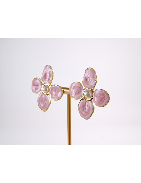 Kolczyki RÓŻOWE KWIATY  KWIATKI STAL CHIRURGICZNA  LOLITA AKCESORIA