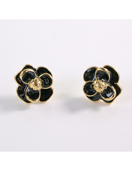 Kolczyki CZARNE KWIATY  KWIATKI STAL CHIRURGICZNA  LOLITA AKCESORIA 1,7 cm