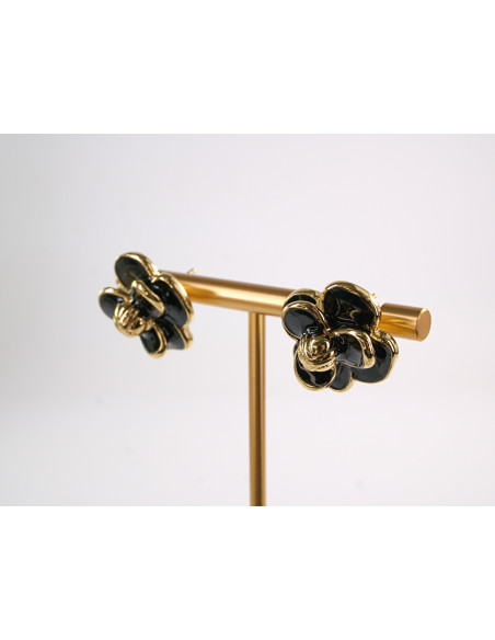 Kolczyki CZARNE KWIATY  KWIATKI STAL CHIRURGICZNA  LOLITA AKCESORIA 1,7 cm