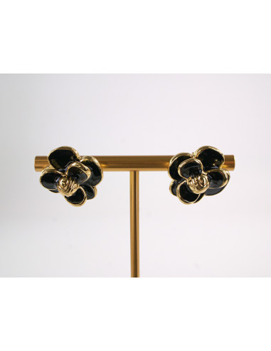 Kolczyki CZARNE KWIATY  KWIATKI STAL...