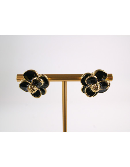 Kolczyki CZARNE KWIATY  KWIATKI STAL CHIRURGICZNA  LOLITA AKCESORIA 1,7 cm