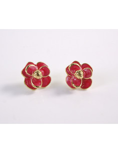 Kolczyki CZERWONY KWIATY  KWIATKI STAL CHIRURGICZNA...
