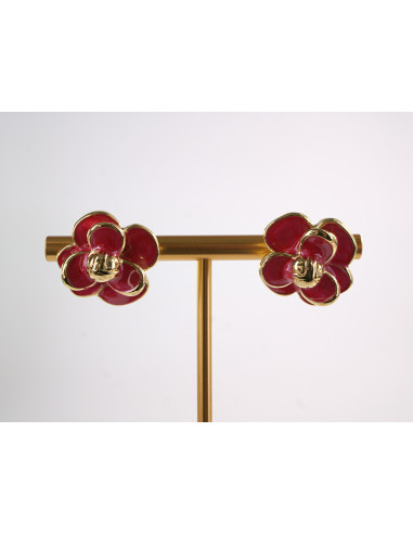 Kolczyki CZERWONY KWIATY  KWIATKI STAL...