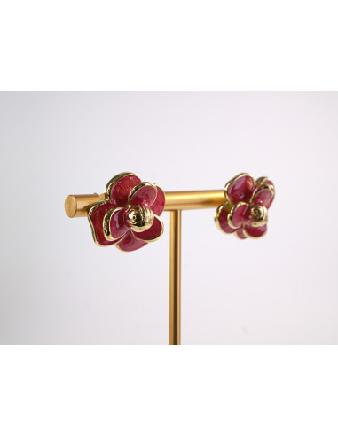 Kolczyki CZERWONY KWIATY  KWIATKI STAL...