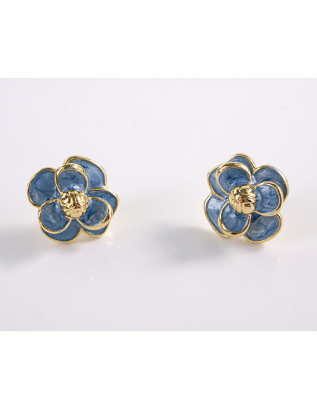 Kolczyki NIEBIESKIE KWIATY  KWIATKI STAL CHIRURGICZNA  LOLITA AKCESORIA 1,7 cm