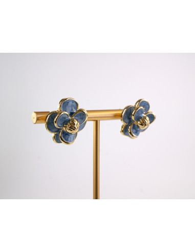 Kolczyki NIEBIESKIE KWIATY  KWIATKI STAL...