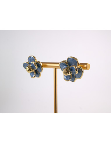 Kolczyki NIEBIESKIE KWIATY  KWIATKI STAL...