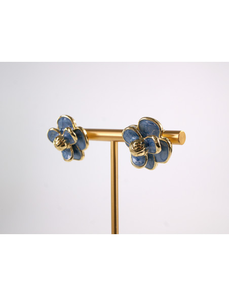 Kolczyki NIEBIESKIE KWIATY  KWIATKI STAL CHIRURGICZNA  LOLITA AKCESORIA 1,7 cm