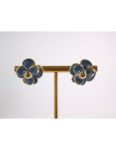 Kolczyki NIEBIESKIE KWIATY  KWIATKI STAL...