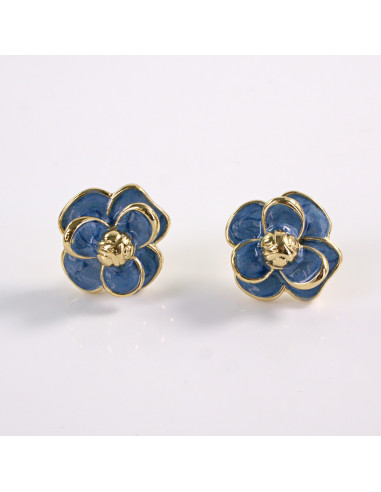 Kolczyki NIEBIESKIE KWIATY  KWIATKI STAL...