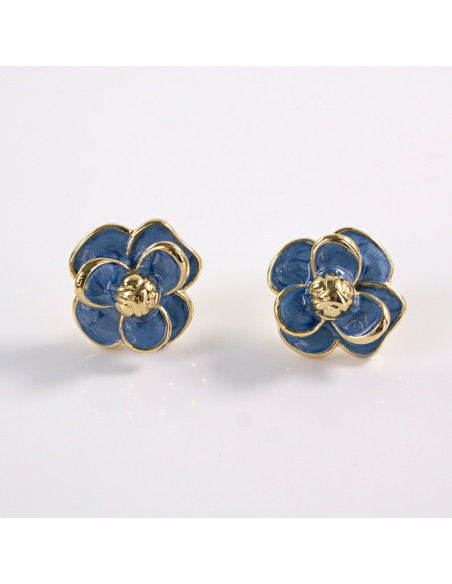 Kolczyki NIEBIESKIE KWIATY  KWIATKI STAL CHIRURGICZNA  LOLITA AKCESORIA 1,7 cm