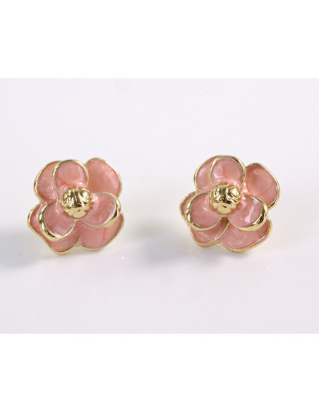 Kolczyki RÓŻOWE KWIATY  KWIATKI STAL CHIRURGICZNA  LOLITA AKCESORIA 1,7 cm