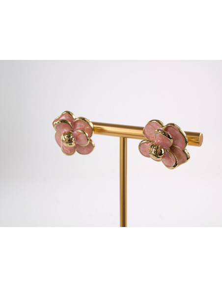 Kolczyki RÓŻOWE KWIATY  KWIATKI STAL CHIRURGICZNA  LOLITA AKCESORIA 1,7 cm